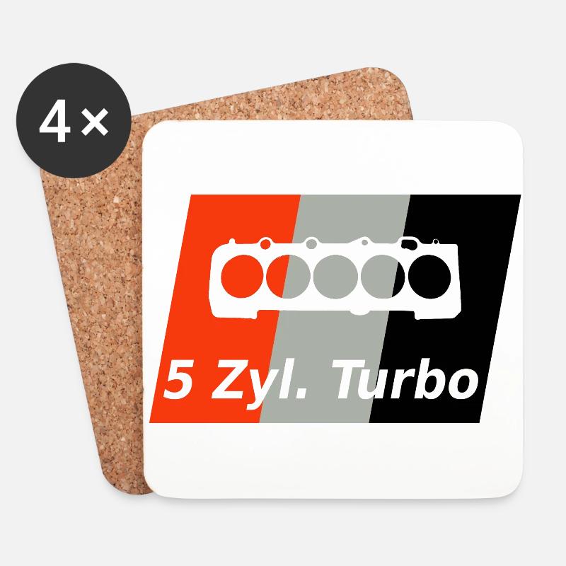 5 Zylinder Turbo - Untersetzer (4er-Set) - Weiß