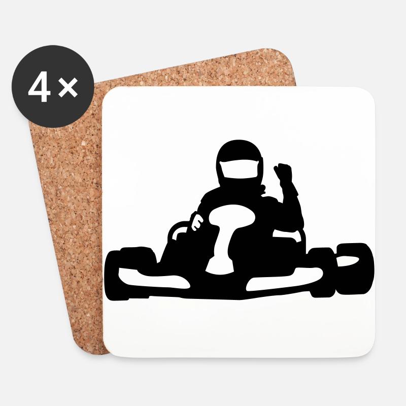 Kart fahren - Untersetzer (4er-Set) - Weiß