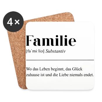 Familie lustiger Dudeneintrag - Untersetzer (4er-Set) - Weiß - Vorne
