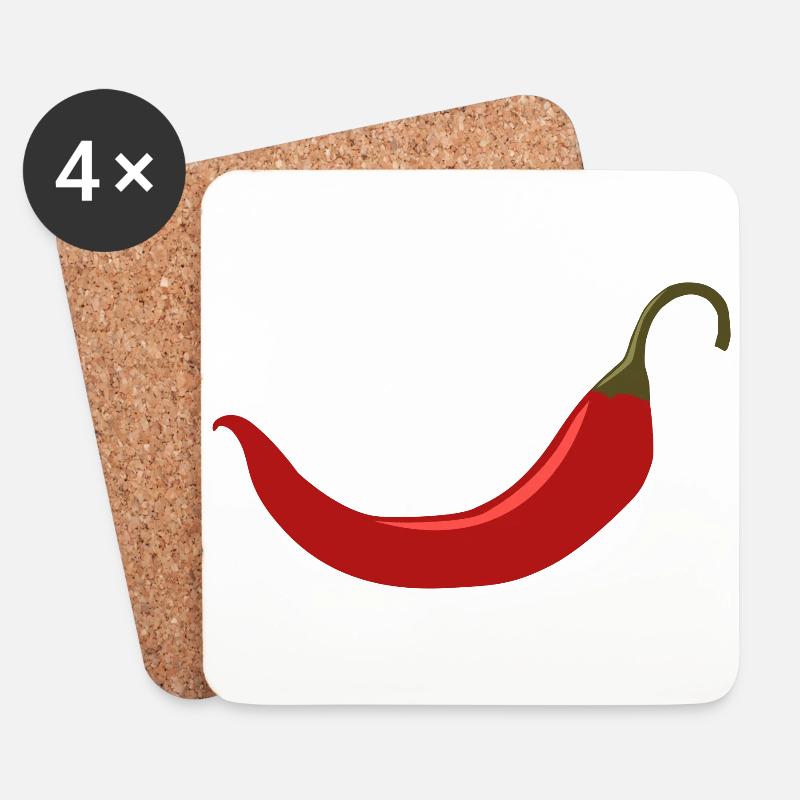 Chili - kochen - lachen - scharf - Untersetzer (4er-Set) - Weiß