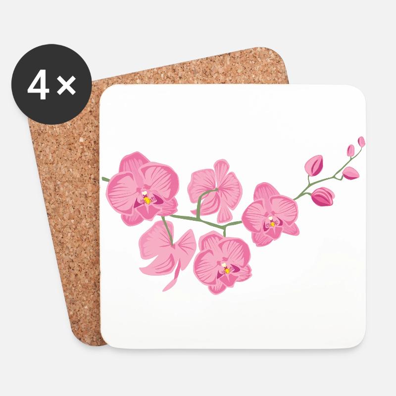 Blume Orchidee als zartes florales Design - Untersetzer (4er-Set) - Weiß