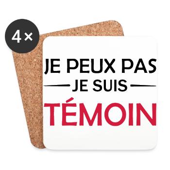 Je peux pas je suis témoin - Dessous de verre (lot de 4) - blanc - Devant