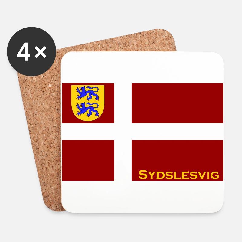 Sydslesvig Dannebrog - Dessous de verre (lot de 4) - blanc