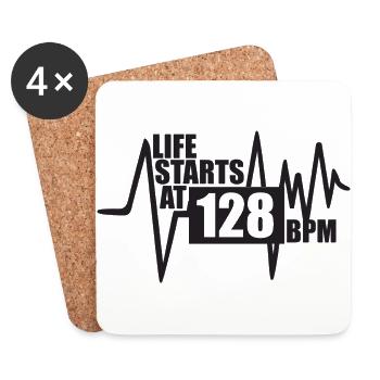 La vie commence à 128 BPM - Dessous de verre (lot de 4) - blanc - Devant