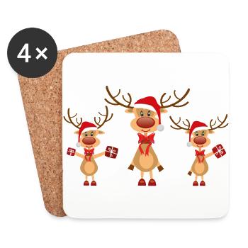Süße Elche Weihnachten Geschenk - Untersetzer (4er-Set) - Weiß - Vorne