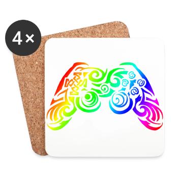 Controller Regenbogen Tribal Tattoo Gaming - Untersetzer (4er-Set) - Weiß - Vorne