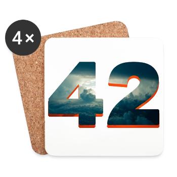 42 sonne u wolken douglas universum antwort frage - Untersetzer (4er-Set) - Weiß - Vorne