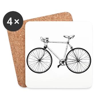 Vélo vintage, vélo rétro - Dessous de verre (lot de 4) - blanc - Devant