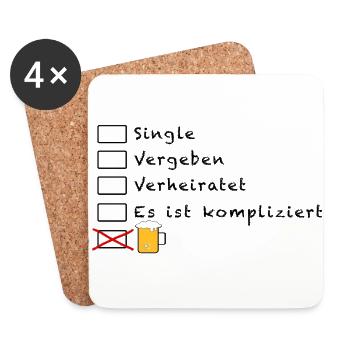 Single Vergeben Bierkrug - Untersetzer (4er-Set) - Weiß - Vorne