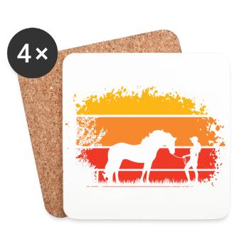 Frau mit Pferd - Untersetzer (4er-Set) - Weiß - Vorne