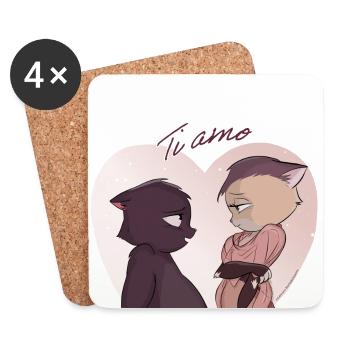 Norby amoureux "Ti amo" - Dessous de verre (lot de 4) - blanc - Devant