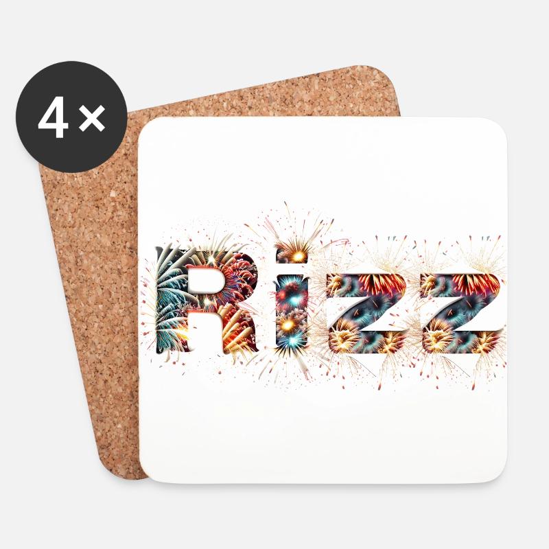 Rizz - Feuerwerk - Untersetzer (4er-Set) - Weiß