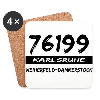 79199 Karlsruhe Weiherfeld Dammerstock - Untersetzer (4er-Set) - Weiß - Vorne
