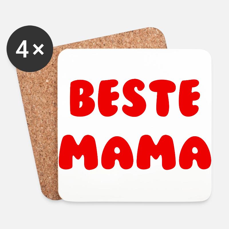 Beste Mama Rot - Untersetzer (4er-Set) - Weiß