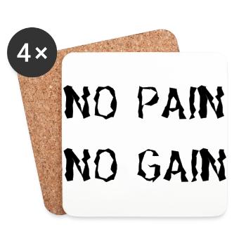 NO PAIN NO GAIN Gym Motivation Fitness Design - Untersetzer (4er-Set) - Weiß - Vorne