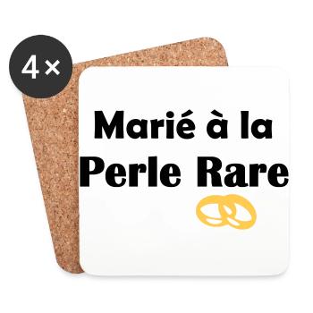 Marié à la Perle rare Mariage - Dessous de verre (lot de 4) - blanc - Devant