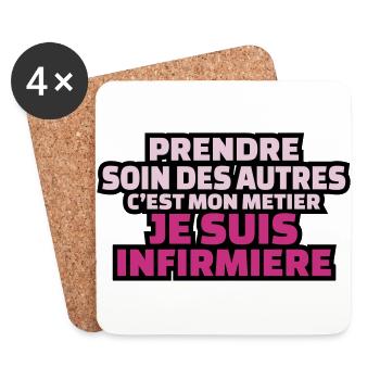 prendre soin des autres c'est mon métier - Dessous de verre (lot de 4) - blanc - Devant