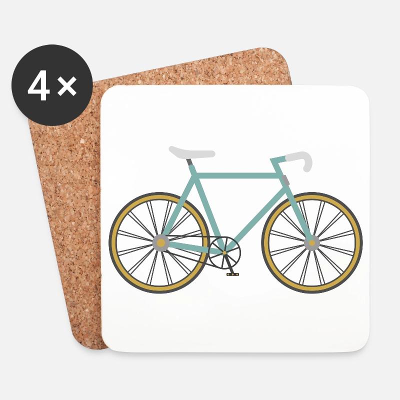 Rennrad / Singlespeed / Fahrrad - Untersetzer (4er-Set) - Weiß