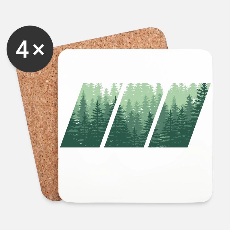 Cadeau forestier bois - Dessous de verre (lot de 4) - blanc
