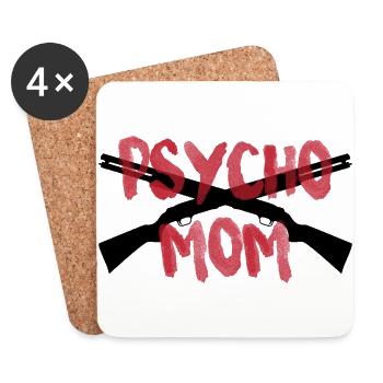 PSYCHO MOM - Untersetzer (4er-Set) - Weiß - Vorne