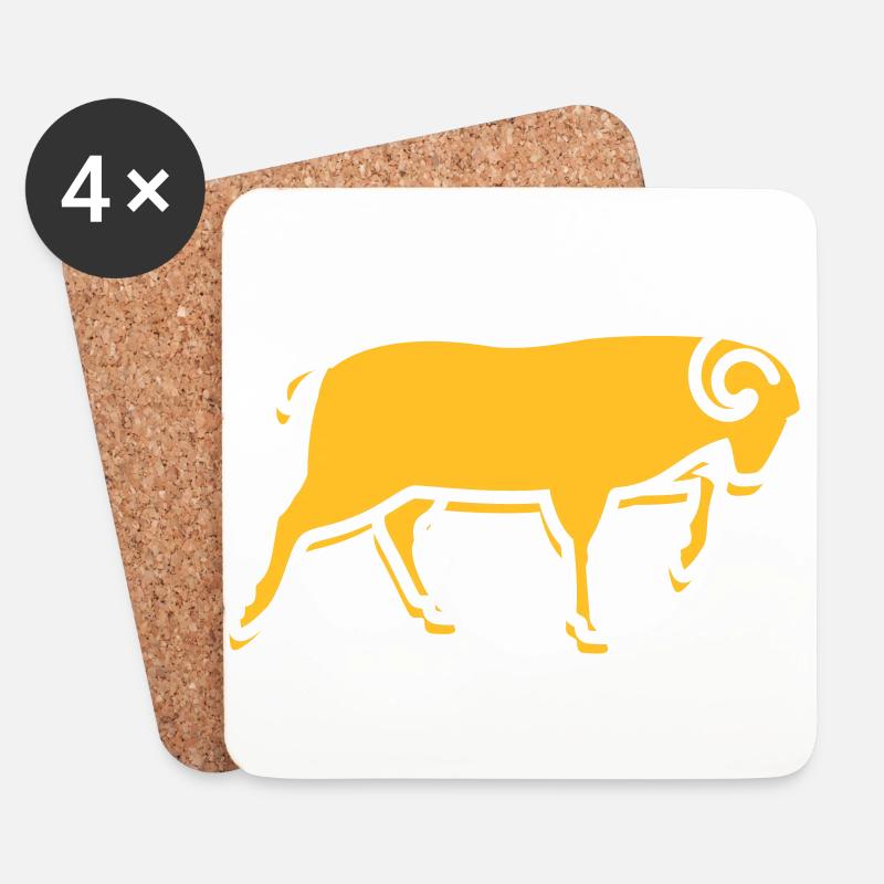 A Running Ram - Dessous de verre (lot de 4) - blanc