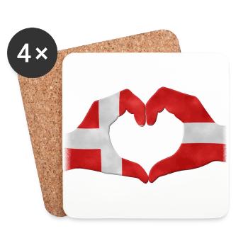 Touchez coeur Danemark drapeau 010 modèles ronds - Dessous de verre (lot de 4) - blanc - Devant