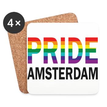 Pride Amsterdam en couleur arc-en-ciel et noir - Dessous de verre (lot de 4) - blanc - Devant