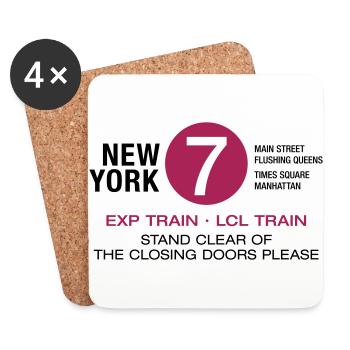 New York City Subway Subway 7 Manhattan Queens NYC - Coasters (set of 4) - white - Front