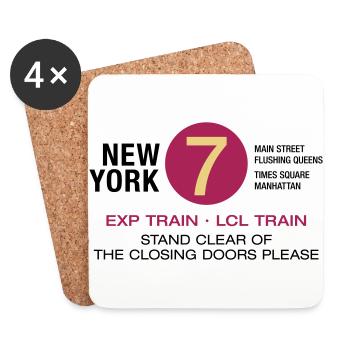 New York City U-Bahn Subway 7 Manhattan Queens NYC - Untersetzer (4er-Set) - Weiß - Vorne