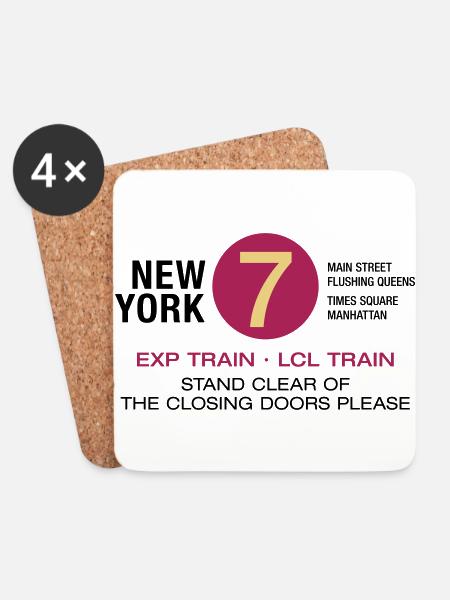 New York City Subway Subway 7 Manhattan Queens NYC - Coasters (set of 4) - white