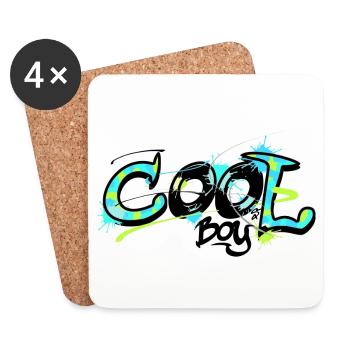 fraîche motif graffiti garçon - chemise cool pour les enfants - Dessous de verre (lot de 4) - blanc - Devant