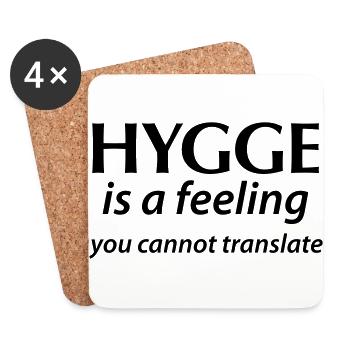 Hygge is a Feeling You can not translate happiness Yes! - Coasters (set of 4) - white - Front