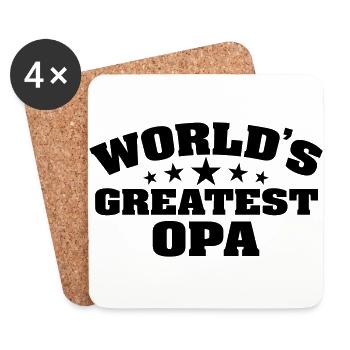 Worlds Greatest Grandpa Best Grandpa in the World - Coasters (set of 4) - white - Front