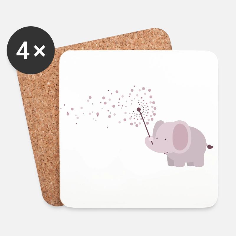 Elefant mit Pusteblume - Untersetzer (4er-Set) - Weiß