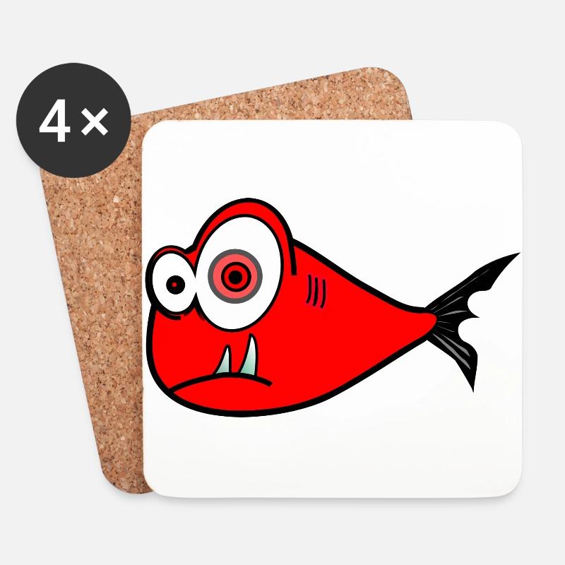 Fisch - Untersetzer (4er-Set) - Weiß