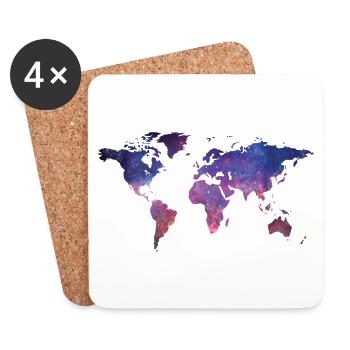 World Gift Continents Map - Coasters (set of 4) - white - Front