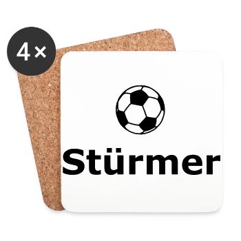 Stürmer - Fußball - Untersetzer (4er-Set) - Weiß - Vorne