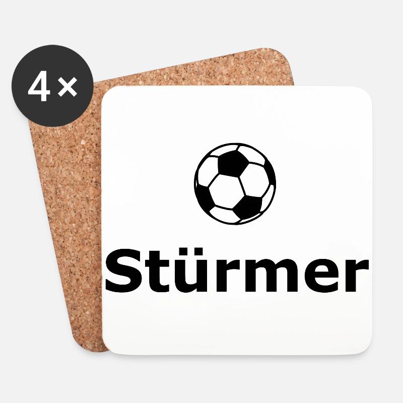 Stürmer - Fußball - Untersetzer (4er-Set) - Weiß