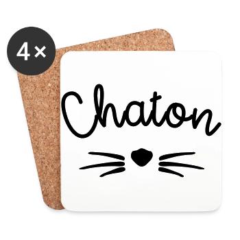 Chaton - Dessous de verre (lot de 4) - blanc - Devant