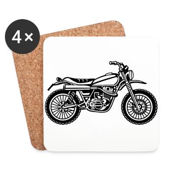 Motocross Enduro motorcycle 01_black white - Coasters (set of 4) - white - Front