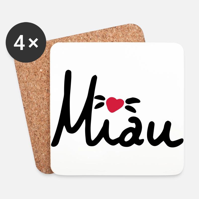 Miau süßer Schriftzug mit Herz , Katze , Geschenk - Untersetzer (4er-Set) - Weiß