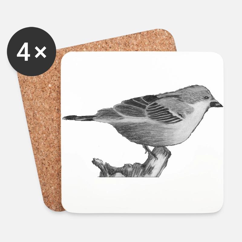 Spatz - Untersetzer (4er-Set) - Weiß