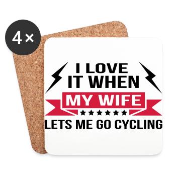 My Wife Lets Go Cycling - Coasters (set of 4) - white - Front