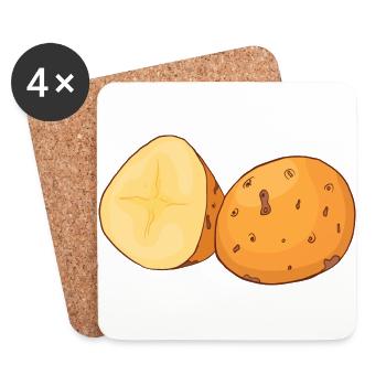 Potatoes Erdapfel Erdbirne Grundbirne - Coasters (set of 4) - white - Front