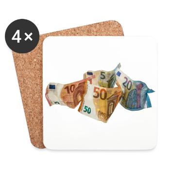 Euro-Geldscheine - Untersetzer (4er-Set) - Weiß - Vorne