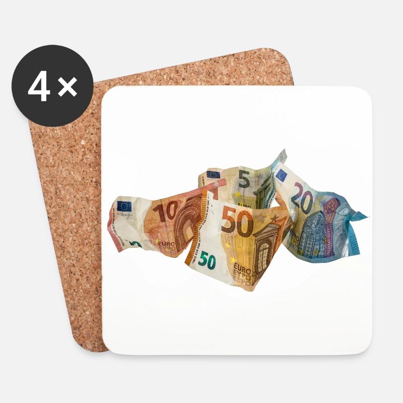 Euro-Geldscheine - Untersetzer (4er-Set) - Weiß