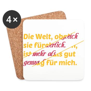 Welt Spruch Abstrakt Schrift farbig Geschenkidee - Untersetzer (4er-Set) - Weiß - Vorne