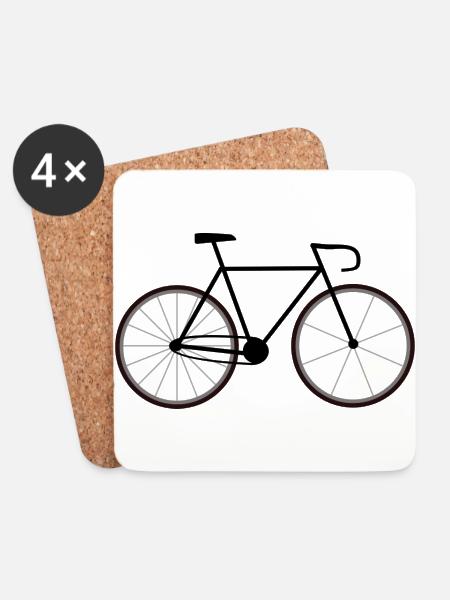 Rennrad schwarz Fixie - Untersetzer (4er-Set) - Weiß