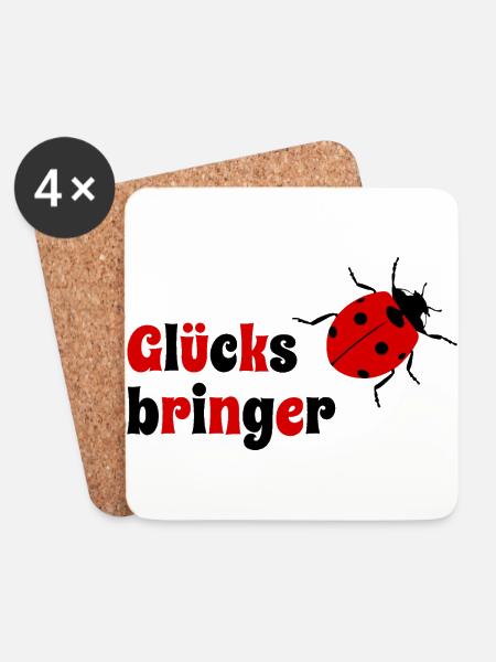 Marienkäfer Glücksbringer - Untersetzer (4er-Set) - Weiß
