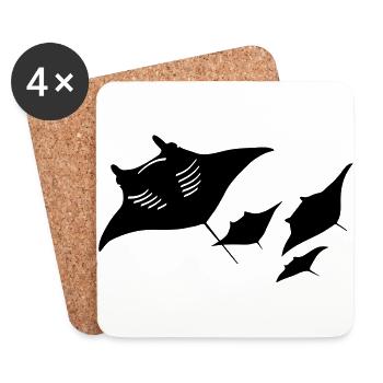 manta ray rochen taucher tauchen scuba diving dive - Untersetzer (4er-Set) - Weiß - Vorne